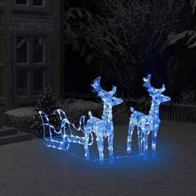 Reindeers & Sleigh Christmas Decoration 160 LEDs 51.2" Acrylic (Color: Blue)