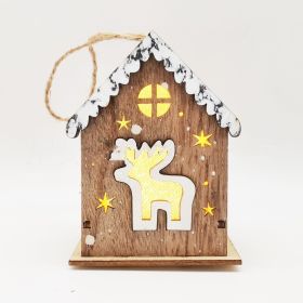 Christmas Crafts Wooden Luminous Small House Pendant (Option: Hua Tong Elk)