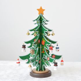 Combination Three-dimensional Pendant Villain Wooden Christmas Tree Ornament (Option: Green Three leaves tree-21cm)