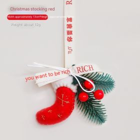 Nordic Style Christmas Decoration Pendant Vehicle Bell (Option: Christmas Stockings Red)