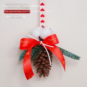 Nordic Style Christmas Decoration Pendant Vehicle Bell (Option: Red Knot Cotton Pine Cone)