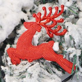 Christmas Decorations 681013cm Electroplated Hemp Dot Christmas Elk Christmas Tree Pendant Gold And Silver Red R'deer (Option: Red-13cm 14G)